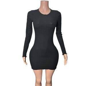 607/Elegant Black Long Sleeve Dress